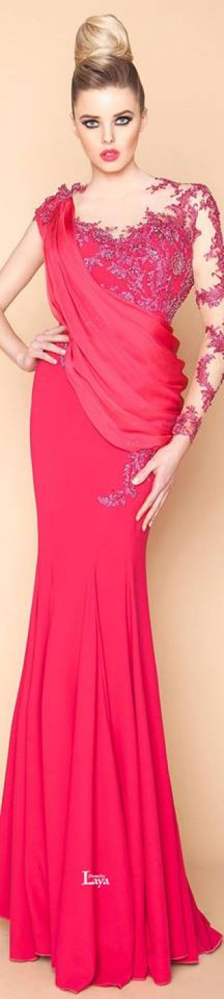 Đầm dạ hội màu hồng phối ren sang trọng DH-053